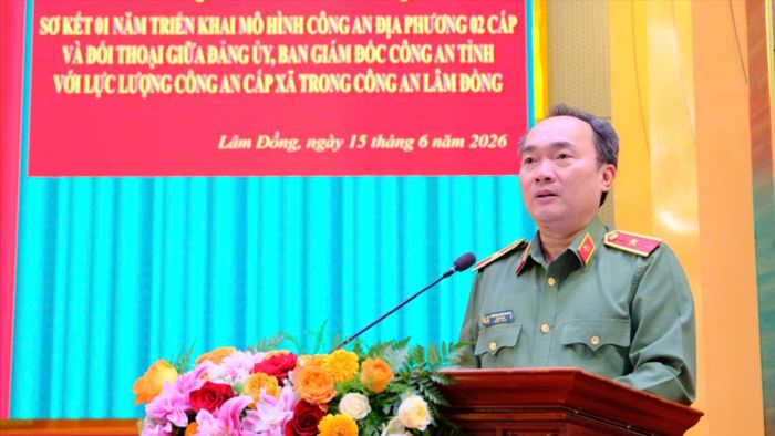  Thiếu tướng Trương Minh Đương phát biểu tại hội nghị. Ảnh: VT 