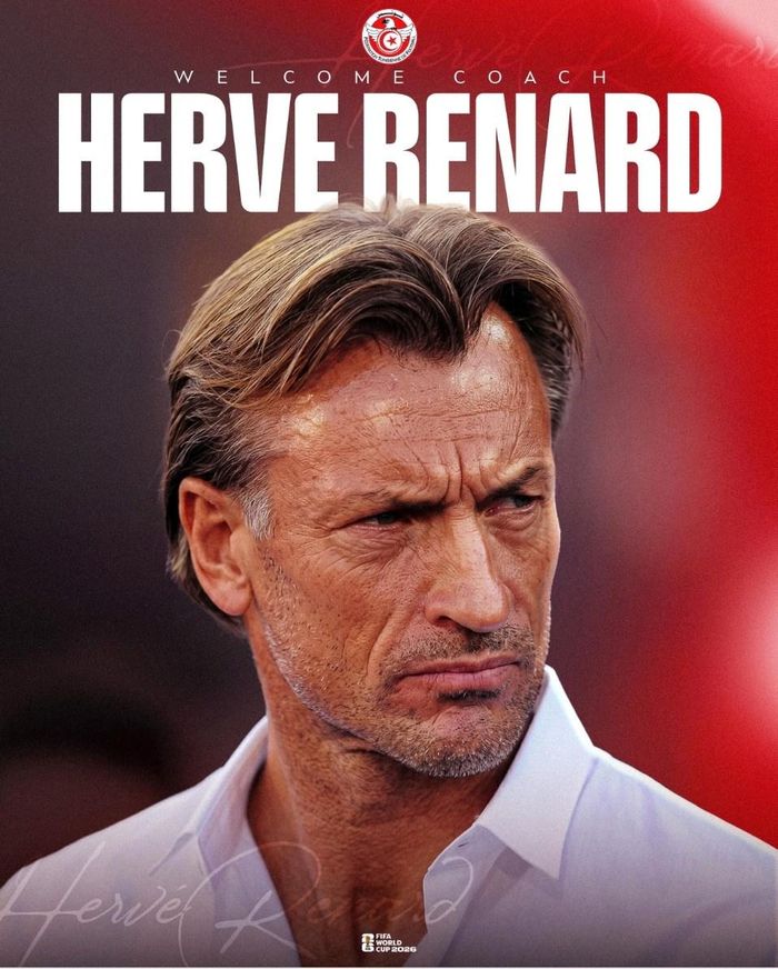 Liên đoàn Bóng đá Tunisia xác nhận ông Herve Renard sẽ dẫn dắt đội tuyển Tunisia đến hết World Cup 2026