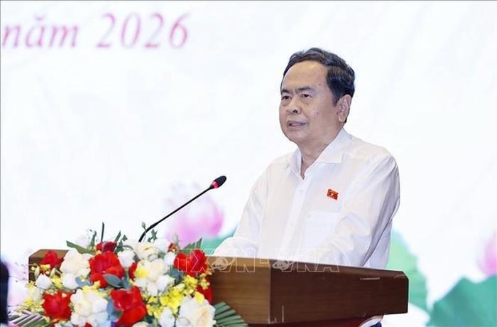 Chủ tịch Quốc hội Trần Thanh Mẫn phát biểu kết luận bế mạc Hội nghị - Ảnh: TTXVN