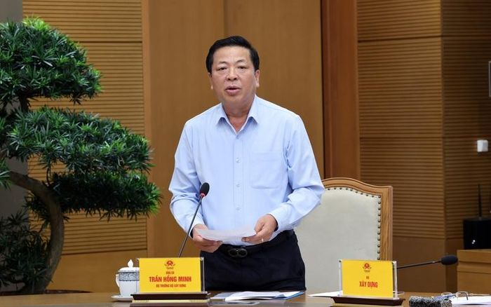 Bộ trưởng Bộ Xây dựng Trần Hồng Minh phát biểu tại buổi làm việc - Ảnh: VGP/Phương Nguyên