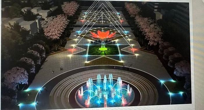 Điểm nhấn trong thiết kế mở rộng quảng trường 7/5 Điện Biên là "Nụ hoa sen" cách điệu tượng trưng cho sự tinh khiết, sức sống mạnh mẽ, ý chí kiên cường, bất khuất của các cán bộ, chiến sĩ và nhân dân trong Chiến dịch Điện Biên Phủ lịch sử.