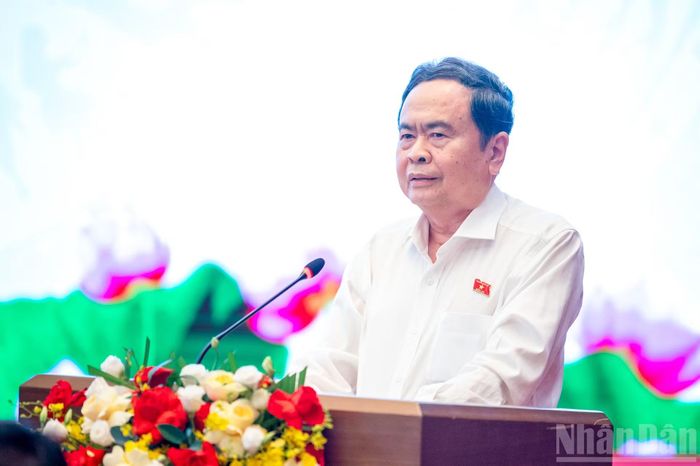 Chủ tịch Quốc hội Trần Thanh Mẫn phát biểu kết luận hội nghị. (Ảnh: DUY LINH)
