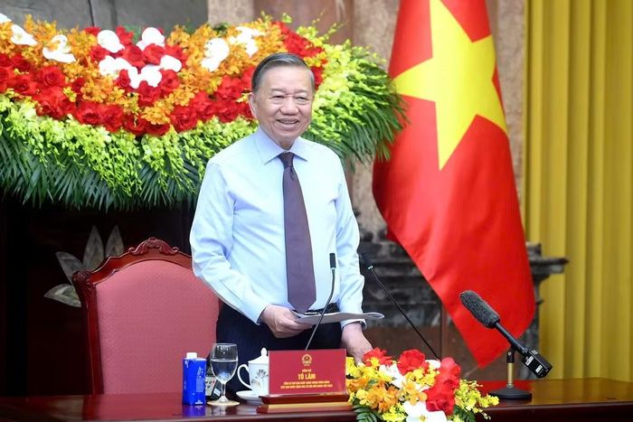 Tổng Bí thư, Chủ tịch nước Tô Lâm phát biểu tại cuộc gặp mặt. (Ảnh: ĐĂNG KHOA)