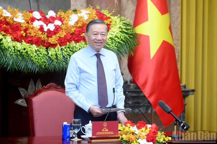 Tổng Bí thư, Chủ tịch nước Tô Lâm phát biểu tại cuộc gặp mặt.