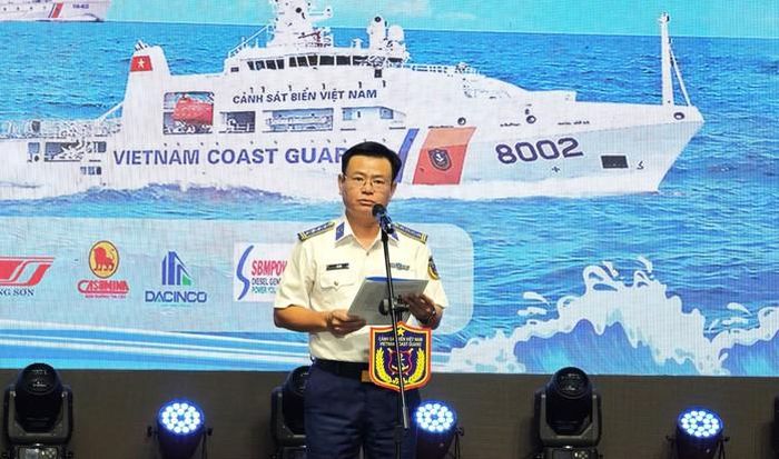 Đại tá Lê Huy, Chính ủy Vùng Cảnh sát biển 2 phát biểu khai mạc cuộc thi