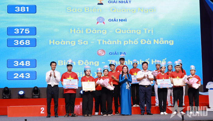 Lãnh đạo Vùng Cảnh sát biển 2 cùng các đơn vị trao giải Cuộc thi.