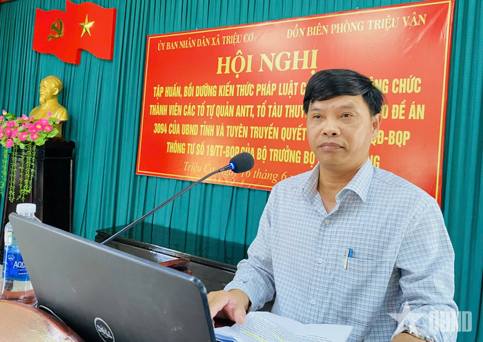  Đồng chí Đặng Quang Hải, Phó chủ tịch UBND xã Triệu Cơ (tỉnh Quảng Trị) phát biểu chỉ đạo hội nghị.