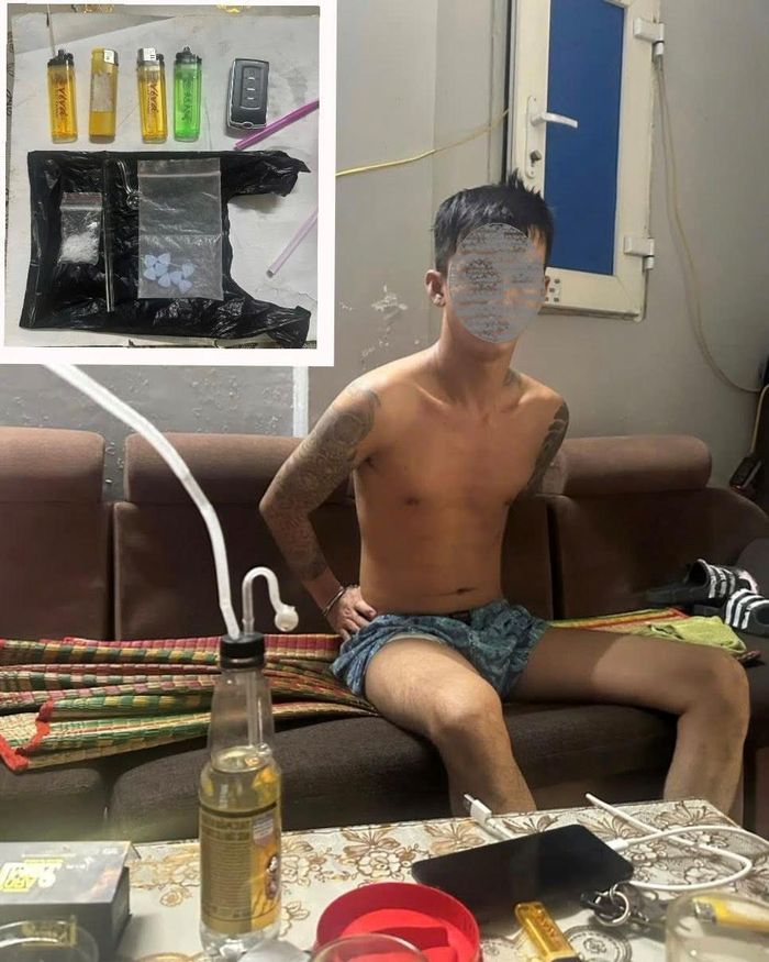 Đối tượng T. bị phát hiện cùng số ma túy tang vật.