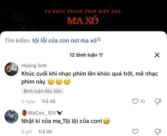 Nhạc phim gây nhiều ấn tượng cho khán giả. Ảnh chụp màn hình.