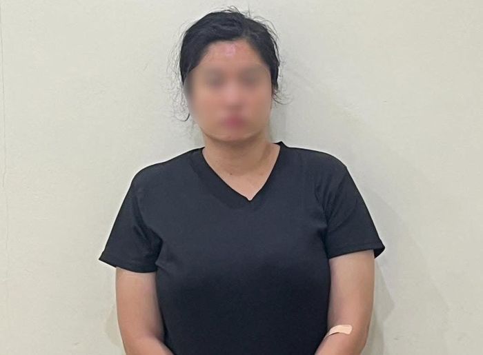 Hoàng Lê Ngọc My tại trụ sở Công An.