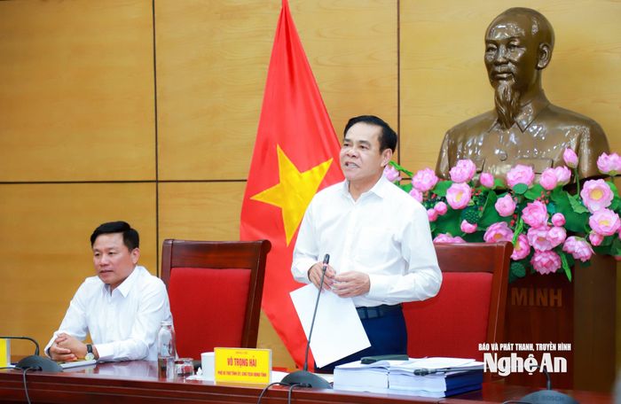 Đồng chí Võ Trọng Hải - Phó Bí thư Tỉnh ủy, Chủ tịch UBND tỉnh, Chủ tịch Hội đồng thẩm định phát biểu khai mạc. Ảnh: Thành Duy