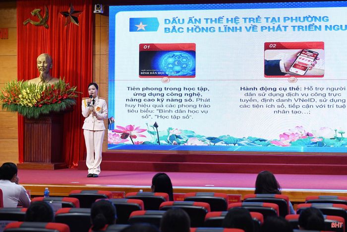 Phần thi của Thiếu tá Phan Thị Kiều Trang - cán bộ Công an phường, Đảng bộ phường Bắc Hồng Lĩnh.