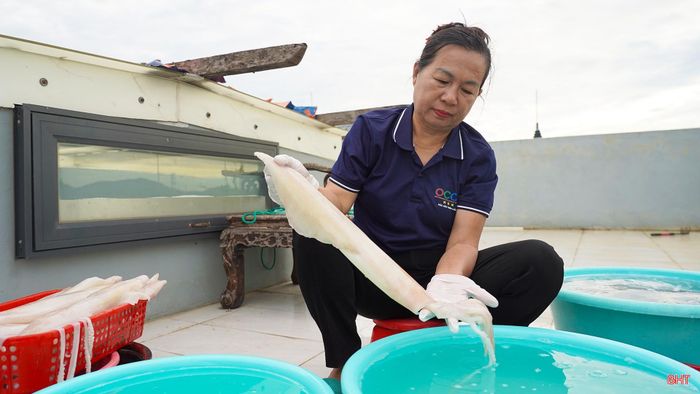 Các công đoạn sơ chế mực tưởng đơn giản nhưng lại đòi hỏi sự khéo léo. Nếu làm không cẩn thận, mực dễ mất dáng hoặc ảnh hưởng đến chất lượng khi thành phẩm.