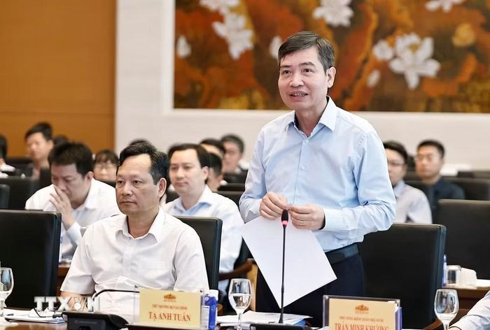 Thứ trưởng Bộ Tài chính Tạ Anh Tuấn phát biểu. (Ảnh: Doãn Tấn/TTXVN)