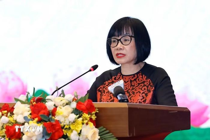 Thứ trưởng Bộ Tư pháp Đặng Hoàng Oanh phát biểu. (Ảnh: Doãn Tấn/TTXVN)