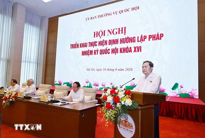 Chủ tịch Quốc hội Trần Thanh Mẫn phát biểu kết luận bế mạc Hội nghị. (Ảnh: Doãn Tấn/TTXVN)