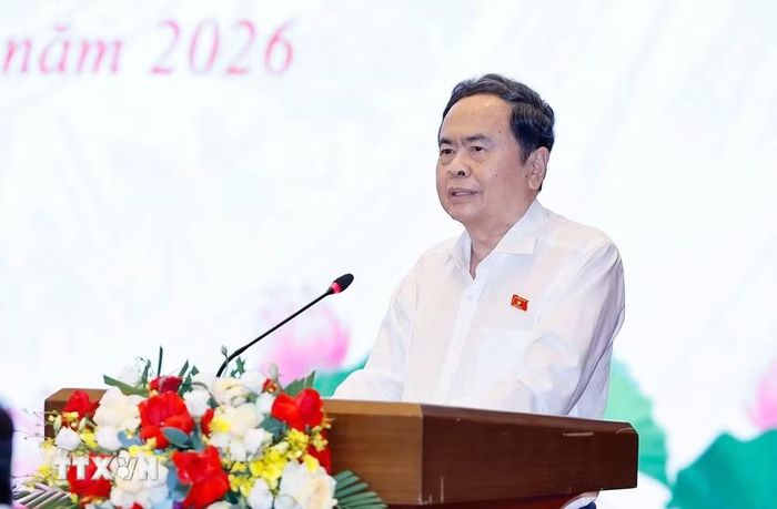 Chủ tịch Quốc hội Trần Thanh Mẫn phát biểu kết luận bế mạc Hội nghị. (Ảnh: Doãn Tấn/TTXVN)