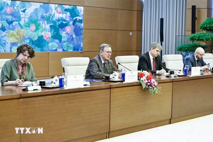 Phó Chủ tịch Quốc hội Cộng hòa Liên bang Đức Bodo Ramelow phát biểu. (Ảnh: Doãn Tấn/TTXVN)