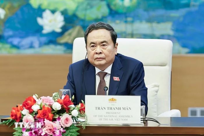 Chủ tịch Quốc hội Trần Thanh Mẫn phát biểu. (Ảnh: Doãn Tấn/TTXVN)