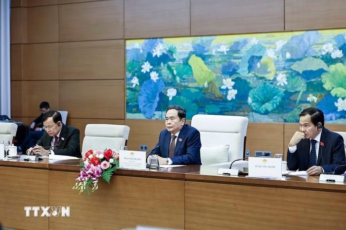 Chủ tịch Quốc hội Trần Thanh Mẫn phát biểu. (Ảnh: Doãn Tấn/TTXVN)