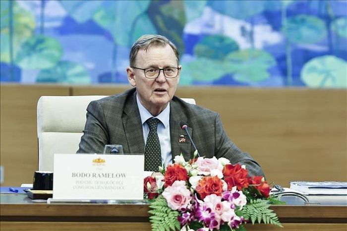 Phó Chủ tịch Quốc hội Cộng hòa Liên bang Đức Bodo Ramelow phát biểu. Ảnh: Doãn Tấn/TTXVN