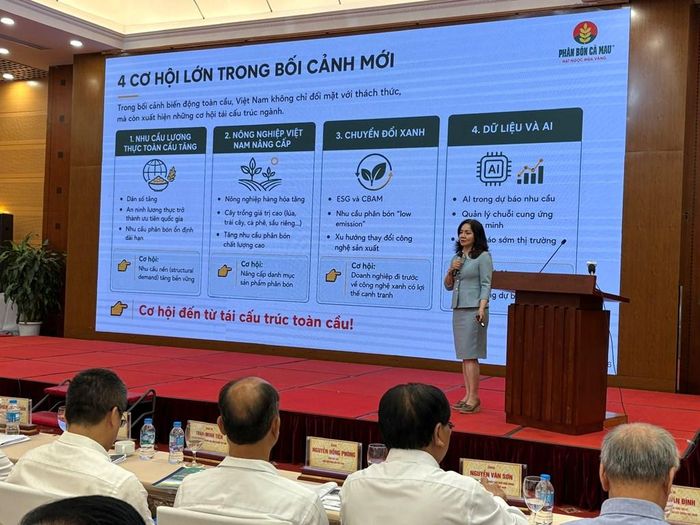 Bà Nguyễn Thị Hiền, Phó Tổng Giám đốc PVCFC phát biểu tại Hội thảo. Ảnh: Anh Nguyễn/Bnews/vnanet.vn