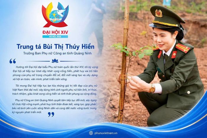 Trung tá Bùi Thị Thúy Hiền, Trưởng ban Phụ nữ Công tỉnh Quảng Ninh.