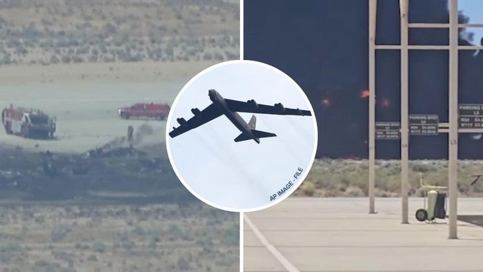Máy bay ném bom B-52 rơi tại California, Mỹ khiến 8 người thiệt mạng. Ảnh: ABC.
