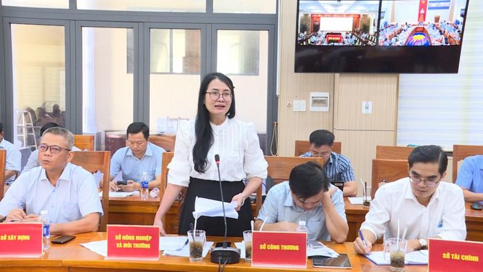 Đại diện Sở Nông nghiệp và Môi trường phát biểu giải trình tại buổi làm việc tháo gỡ khó khăn, vướng mắc các dự án APEC.