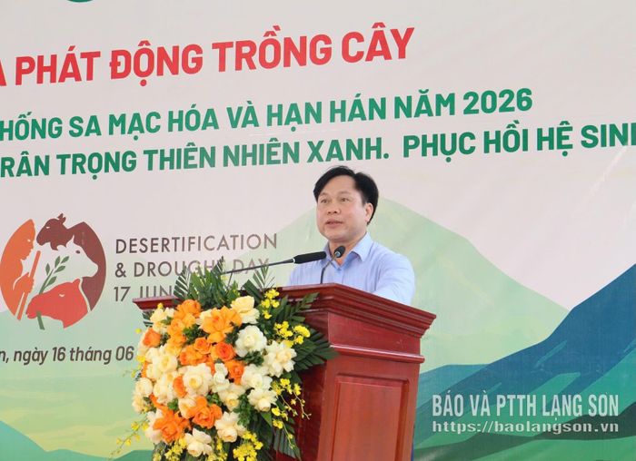 Lãnh đạo Sở NN&MT tỉnh Lạng Sơn phát biểu tại buổi lễ