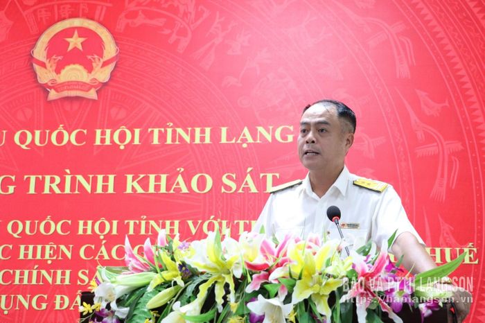 Lãnh đạo Thuế cơ sở 5 tỉnh Lạng Sơn phát biểu tại buổi khảo sát