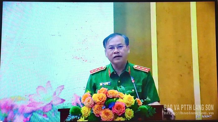 Lãnh đạo Bộ Công an phát biểu tại hội nghị (Ảnh chụp màn hình)