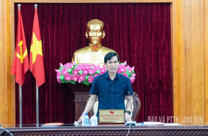 Đồng chí Hoàng Quốc Khánh, Ủy viên Trung ương Đảng, Bí thư Tỉnh ủy phát biểu kết luận buổi làm việc