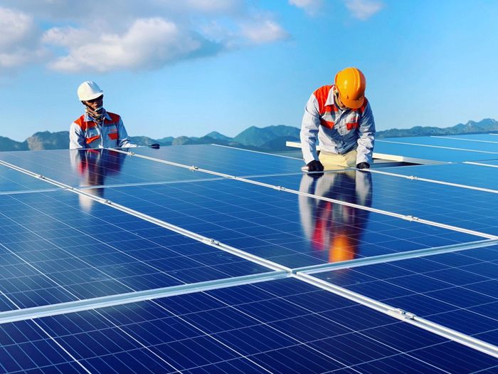 Một phần diện tích đồng muối của Công ty TNHH Thông Thuận đã được chuyển đổi mục đích sang xây dựng nhà máy điện mặt trời