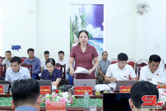 Thành viên đoàn giám sát phát biểu ý kiến tại cuộc khảo sát.