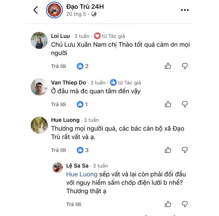 Trên fanpage Đạo Trù 24H nhanh chóng xuất hiện nhiều dòng trạng thái đầy xúc động, sau đêm cán bộ cùng nhân dân chạy lũ