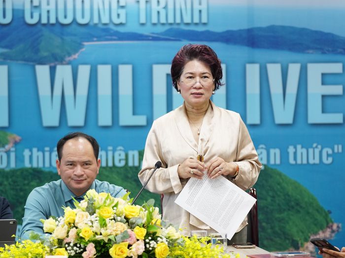 Trưởng Ban Chuyên đề - Khoa giáo, Đài Truyền hình Việt Nam Nguyễn Thu Hà thông tin tại Lễ ra mắt dự án. Nguồn: VTV