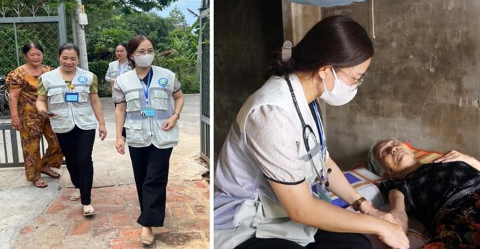 Đội chăm sóc sức khỏe của Trạm y tế xã Đất Đỏ đến từng hộ gia đình có người trên 75 tuổi để khám, lập hồ sơ và quản lý theo dõi sức khỏe