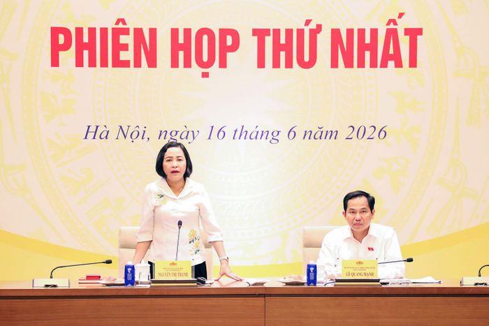 Phó Chủ tịch Quốc hội Nguyễn Thị Thanh phát biểu tại Phiên họp