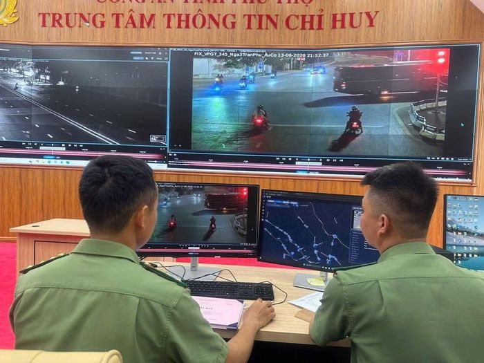Tại Trung tâm Thông tin chỉ huy, Công an tỉnh Phú Thọ phát hiện nhóm thanh thiếu niên vi phạm pháp luật.