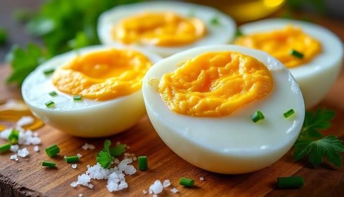 Protein trong trứng giúp kéo dài cảm giác no, từ đó giảm nhu cầu ăn vặt và hạn chế lượng calo nạp vào. Ảnh minh họa.