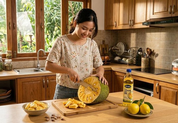 Dầu ăn và chanh sẽ giúp dao sạch nhựa khi bổ mít. (Ảnh: BNC)