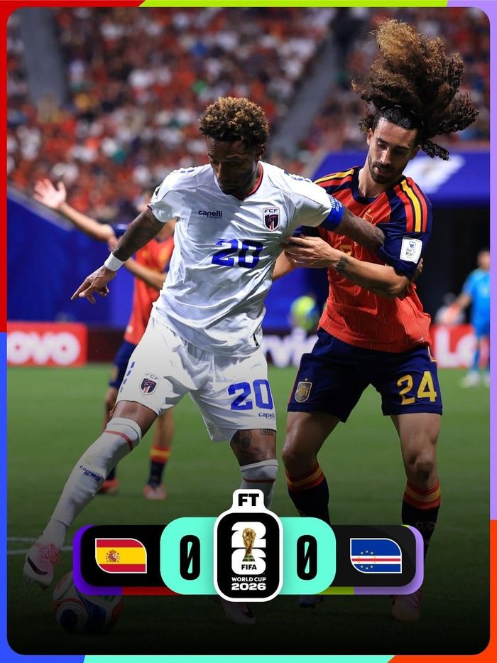 Tây Ban Nha gây thất vọng, bị tân binh Cape Verde cầm hòa ngày ra quân World Cup 2026. Ảnh: FIFA
