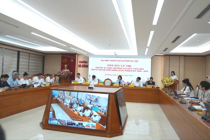Quang cảnh hội nghị tiếp xúc cử tri sáng 16-6. Ảnh: Thịnh An