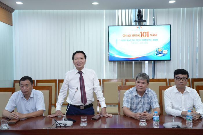 Phó Tổng Giám đốc Đài Tiếng nói Việt Nam Vũ Hải Quang phát biểu tại buổi gặp mặt. Ảnh: Phạm Mạnh