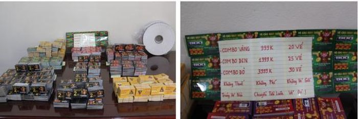 Tang vật các đối tượng thực hiện hành vi vi phạm pháp luật tại cơ quan Công an. Ảnh: CACC