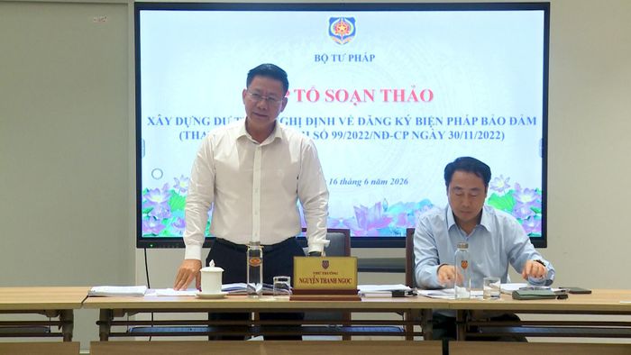 Thứ trưởng Bộ Tư pháp chủ trì cuộc họp. Ảnh: BTP