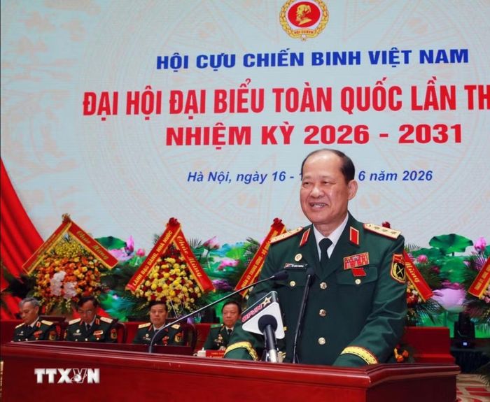 Thượng tướng Bế Xuân Trường, Chủ tịch Hội Cựu chiến binh Việt Nam nhiệm kỳ 2026-2031 phát biểu. Ảnh: TTXVN