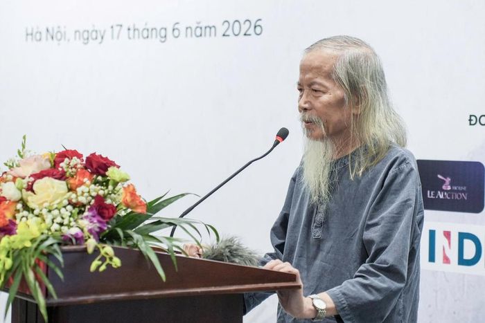 Chủ tịch Hội Mỹ thuật Việt Nam - Họa sĩ Lương Xuân Đoàn, phát biểu tại lễ phát động cuộc thi