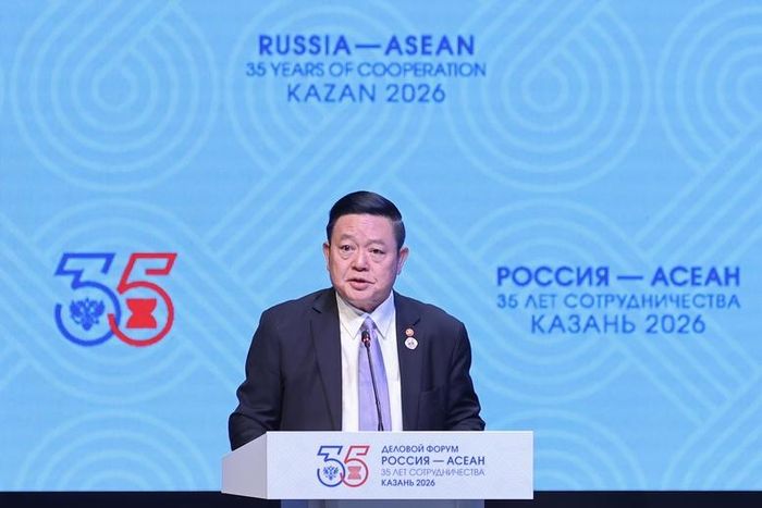 Tổng Thư ký ASEAN Kao Kim Hourn đề xuất bốn lĩnh vực các doanh nghiệp ASEAN và Nga cần tập trung khai thác thời gian tới - Ảnh: VGP/Nhật Bắc